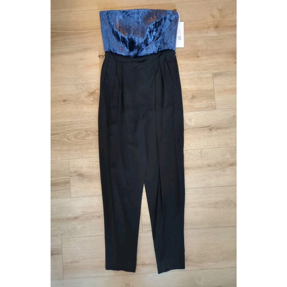 NEW NWT Per Se Carlisle Strapless Jumpsuit Crushed Velvet Structured Top Size 2